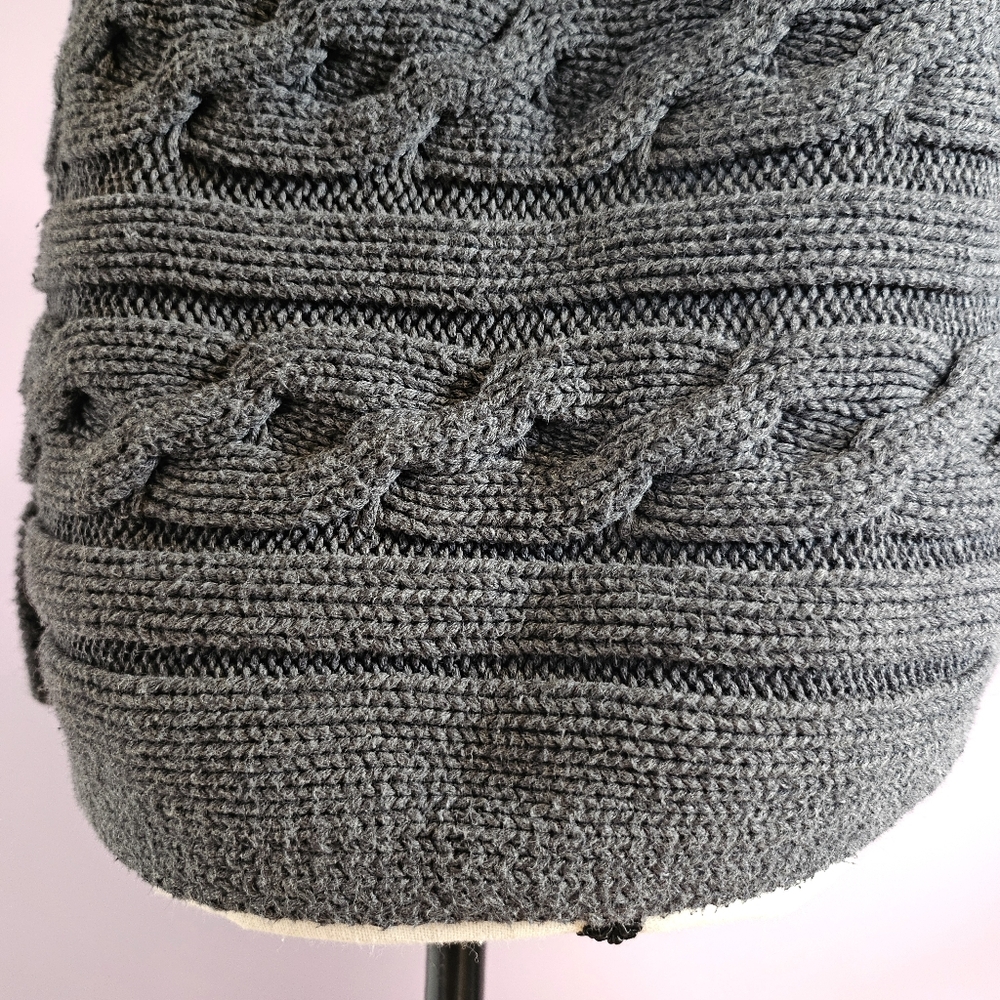 Talbots Gray 100% Cotton Cable Knit Collared Short Sleeve Buttoned Cardigan - Picture 5 of 8